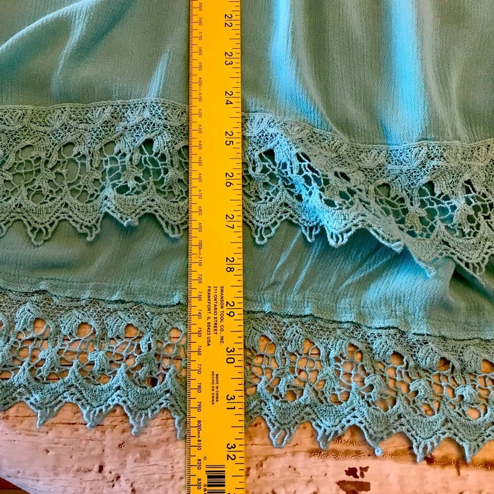Democracy Womens Tunic Blouse Teal Top Lace 3/4 Sleeve Size 3X - Picture 13 of 16